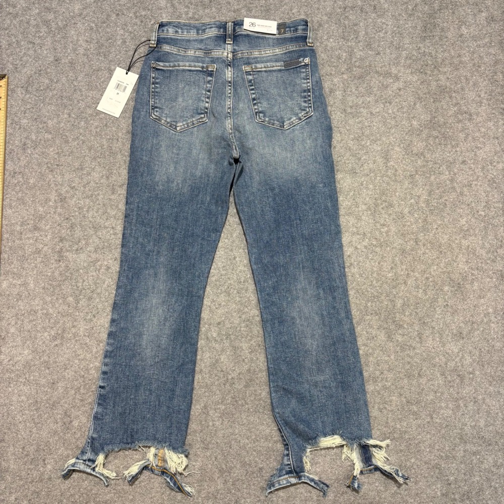 7 For All Mankind High Waist Slim Kick Jeans Era Distressed Hem 26 7U54594-E